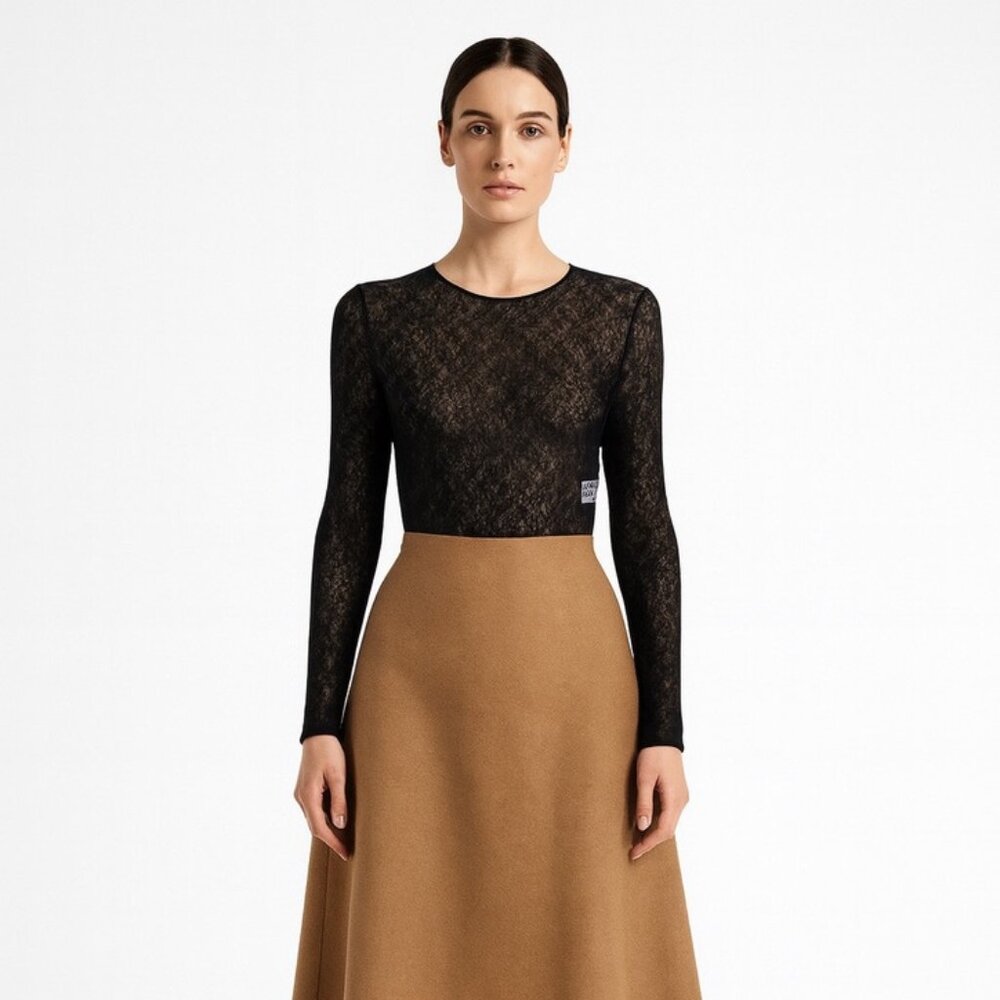 Chanel black lace sheer blouse size 40